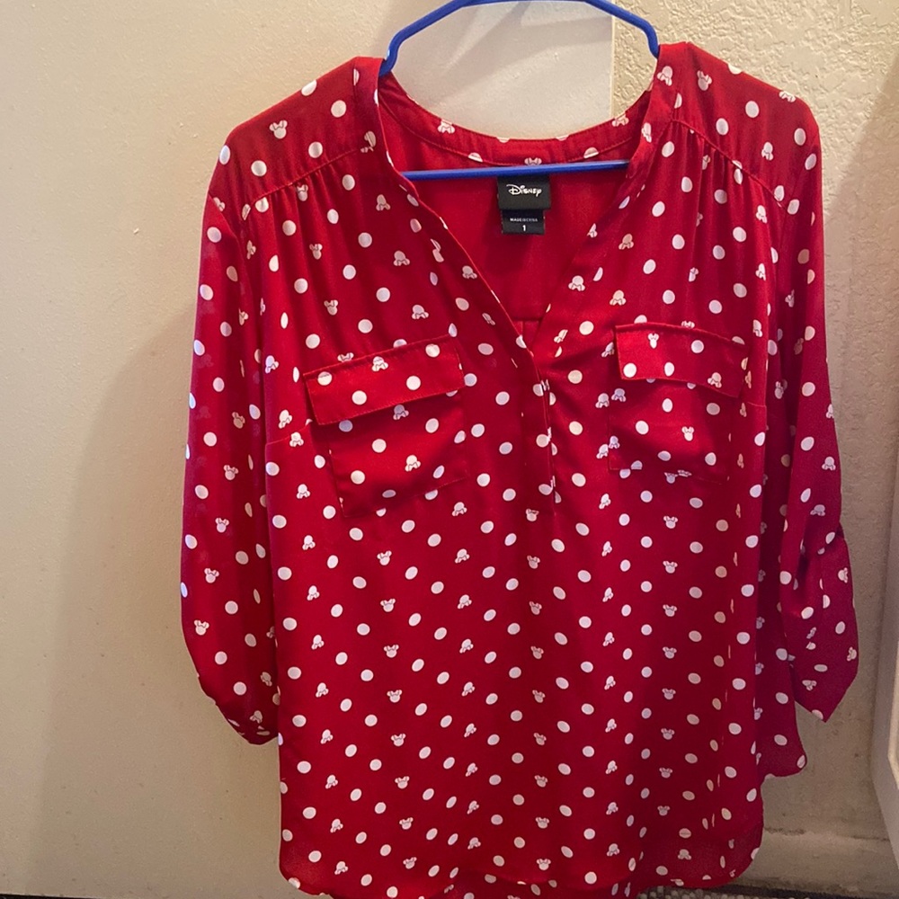 Torrid Disney 3/4 sleeve Harper Georgette Minnie Mouse blouse